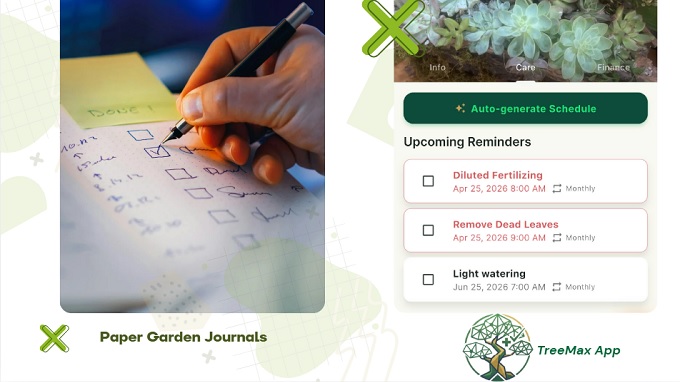 Care log feature onTreeMax app is a substitute for Paper Garden journals